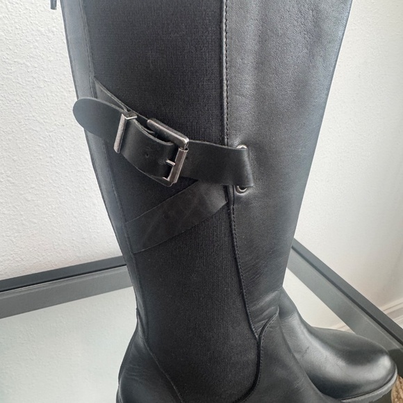 CHARLES DAVID made in Italy women’s Black leather tall riding boots Size 7 NWOB - Picture 2 of 16